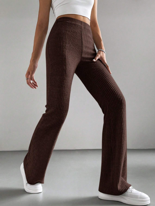 EZwear Solid Color High Waisted Pants