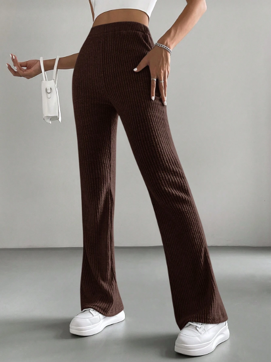 EZwear Solid Color High Waisted Pants