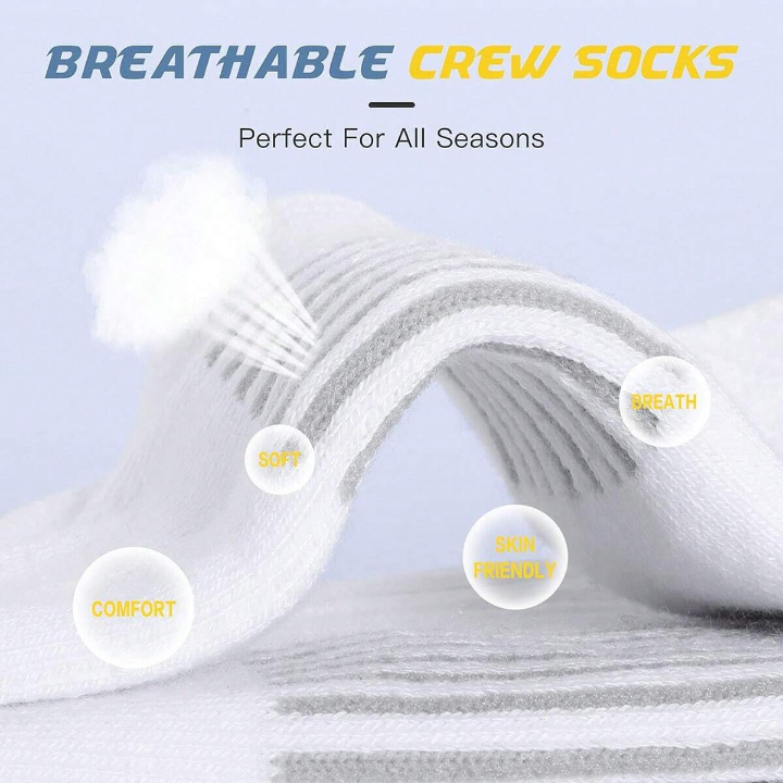 5 Pairs Men's Arch Compression Boot Athletic Sport Socks Running Hiking Breathable Crew Socks