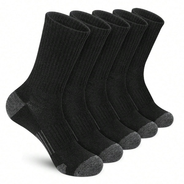 5 Pairs Men's Arch Compression Boot Athletic Sport Socks Running Hiking Breathable Crew Socks