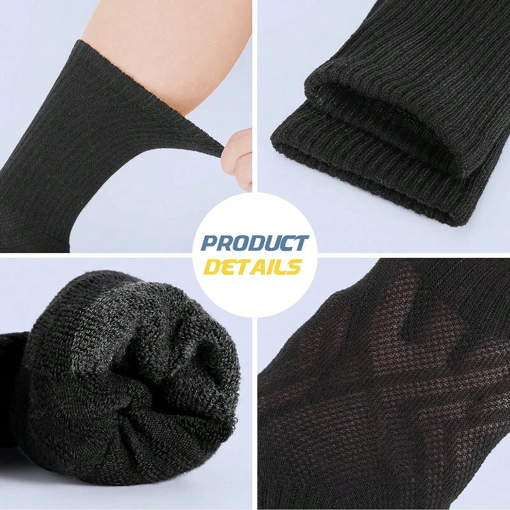 5 Pairs Men's Arch Compression Boot Athletic Sport Socks Running Hiking Breathable Crew Socks