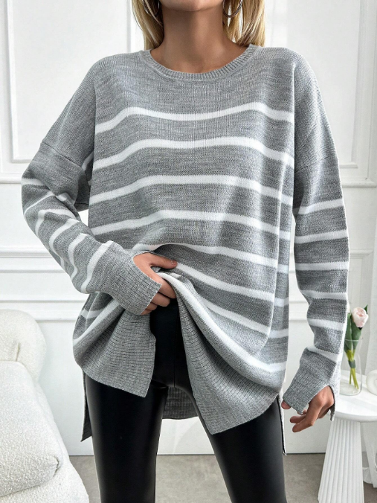 Women's Loose Striped Drop Shoulder Sweater