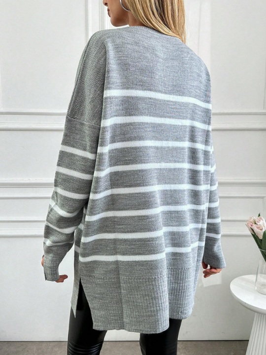 Women's Loose Striped Drop Shoulder Sweater