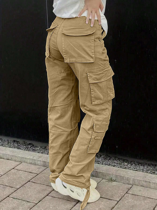 Solid Flap Pocket Cargo Pants