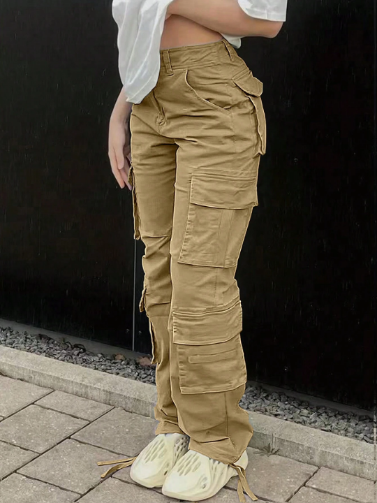 Solid Flap Pocket Cargo Pants