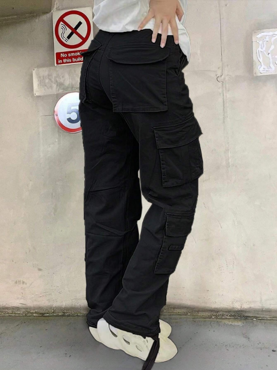 Solid Flap Pocket Cargo Pants