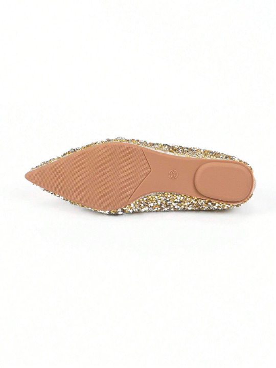 Women's Flat Sandals With Rhinestone, Stylish, High-End, Soft, Comfortable, Suitable For Parties And Banquets