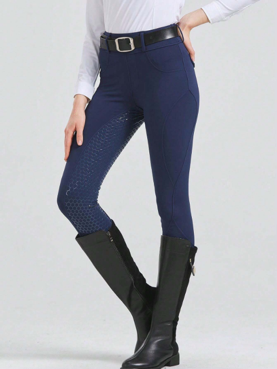 Ladies' Silicon Printed Horse Riding Pants High Stretch Wear-Resistant Equine Apparel Tights