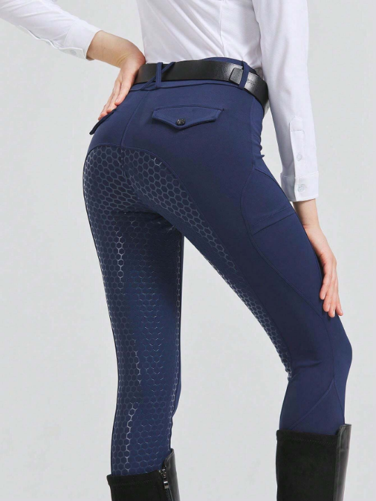 Ladies' Silicon Printed Horse Riding Pants High Stretch Wear-Resistant Equine Apparel Tights