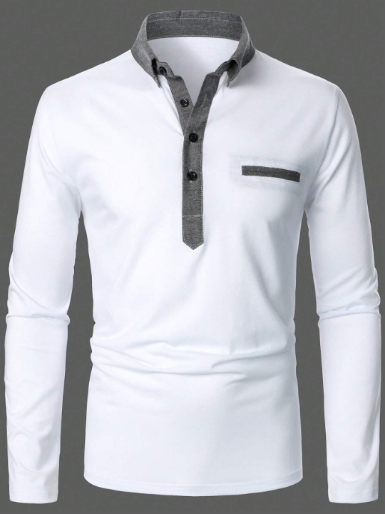 Manfinity Homme Men Button Front Polo Shirt