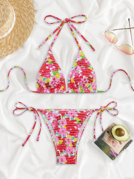 Random Floral Print Push-Up Bikini Set New Year