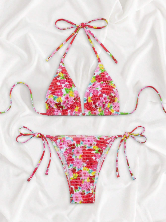 Random Floral Print Push-Up Bikini Set New Year