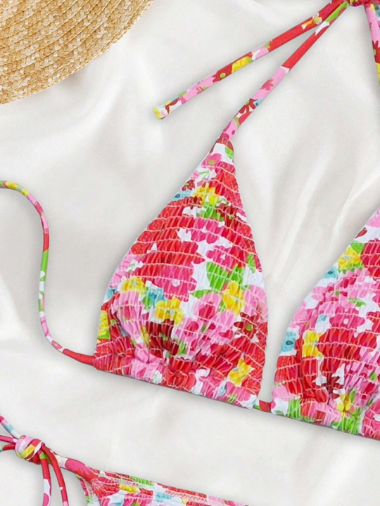 Random Floral Print Push-Up Bikini Set New Year