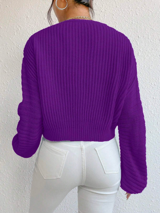 Essnce Solid Color Batwing Sleeve Pullover Sweater