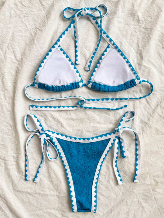 2024 New Halter Strap Two Piece Bikini Set, Sexy Women's Swimwear