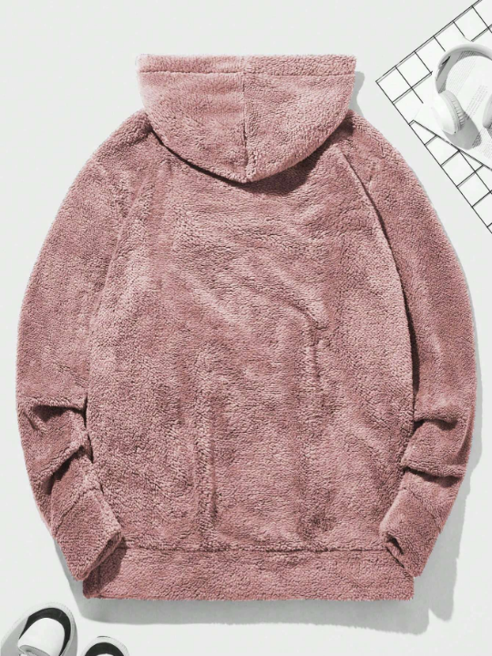 Manfinity Hypemode Men's Solid Color Drawstring Hooded Plush Sweatshirt