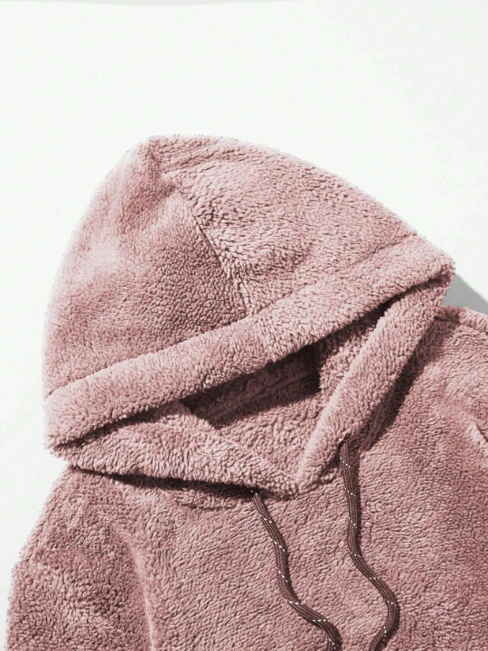 Manfinity Hypemode Men's Solid Color Drawstring Hooded Plush Sweatshirt