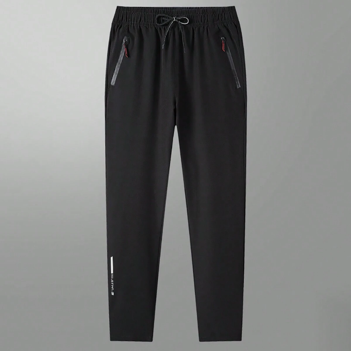 Men's New Style Woven Breathable Zipper Pocket Drawstring Waist Quick-Dry Sports Pants
