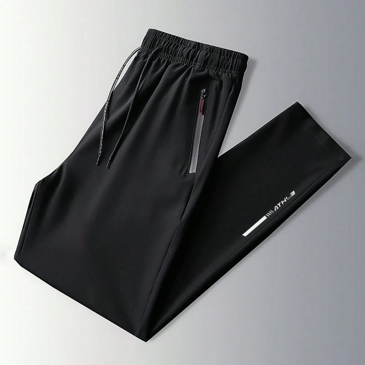 Men's New Style Woven Breathable Zipper Pocket Drawstring Waist Quick-Dry Sports Pants