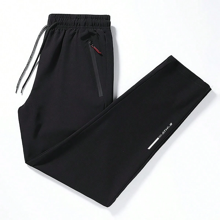 Men's New Style Woven Breathable Zipper Pocket Drawstring Waist Quick-Dry Sports Pants