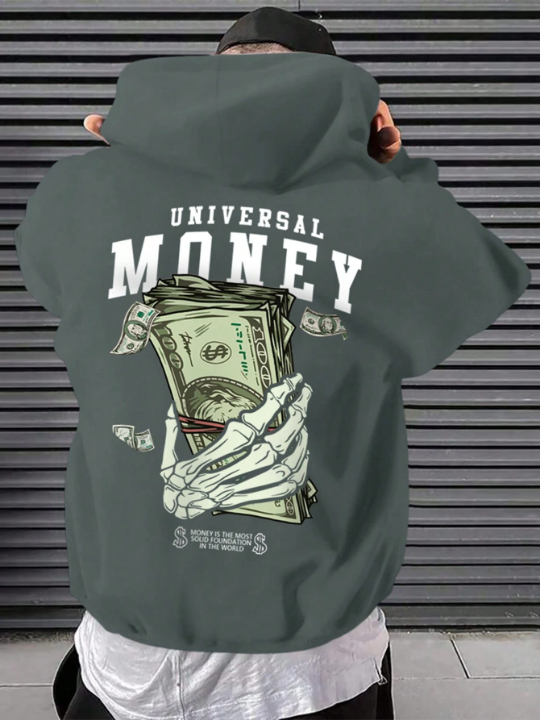 Manfinity Men'S Letter Skull Hand Print Hoodie