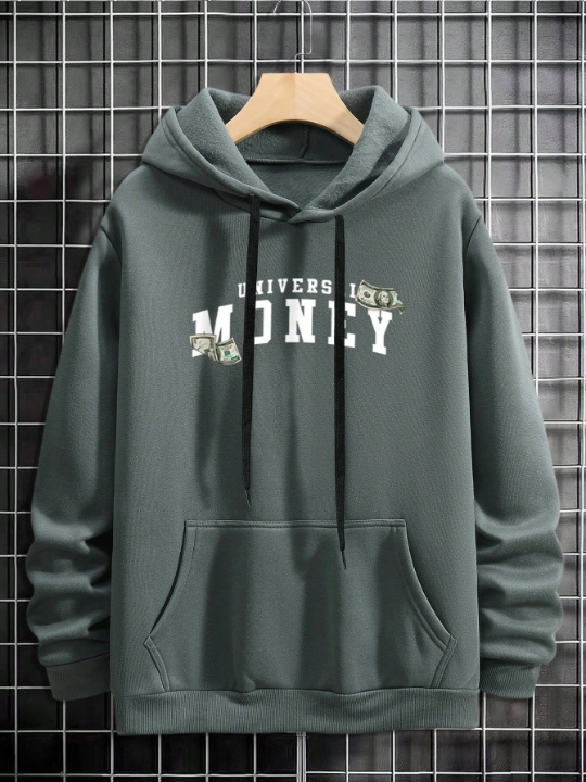 Manfinity Men'S Letter Skull Hand Print Hoodie