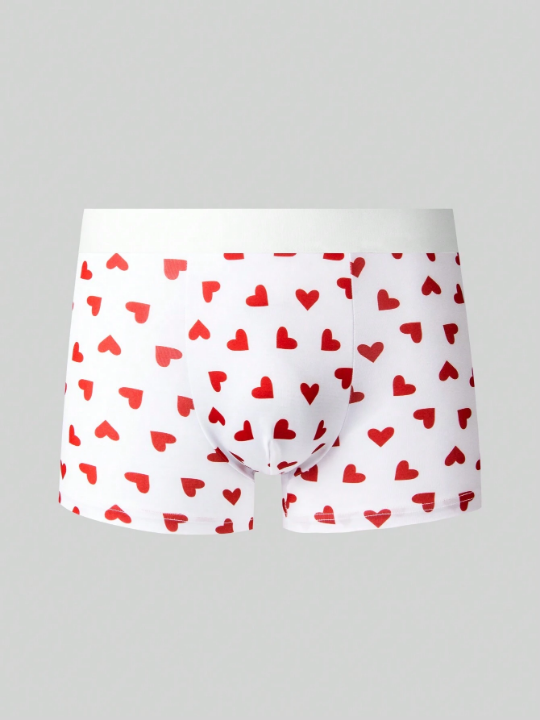 Men's Full Printed Heart Pattern Trunks