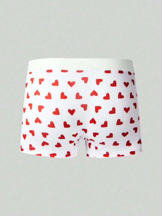 Men's Full Printed Heart Pattern Trunks