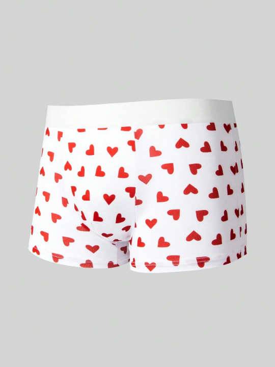 Men's Full Printed Heart Pattern Trunks