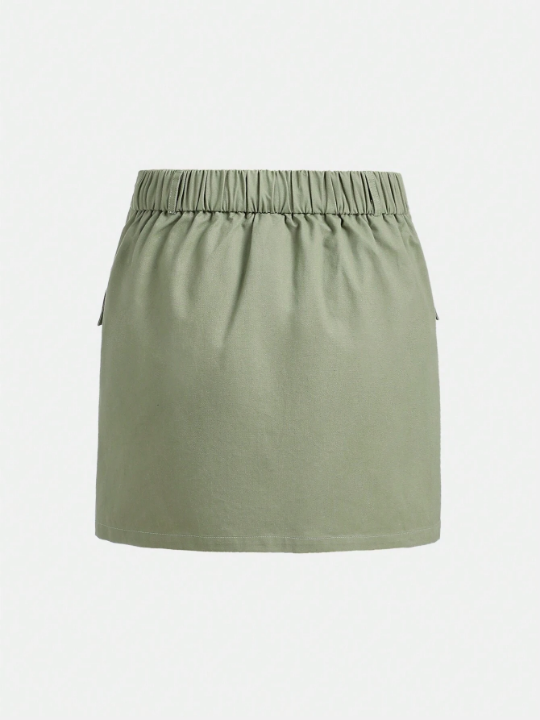 Teen Girl Solid Color Utility Sporty Casual Skirt