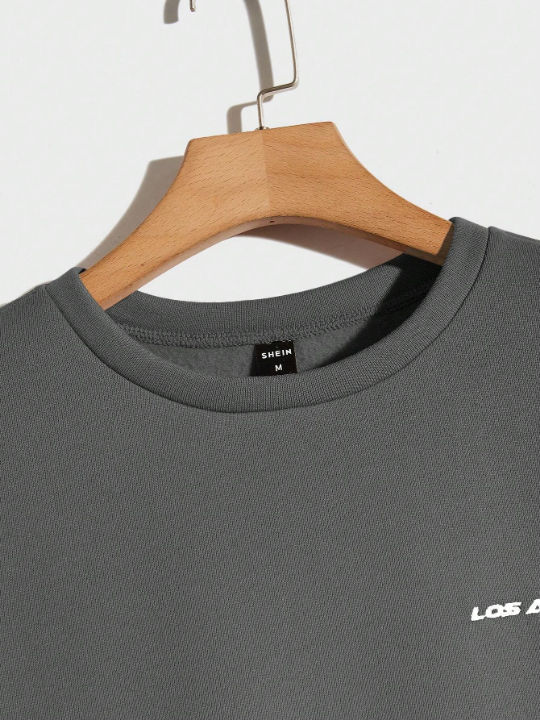 Manfinity Unisex Loose Men's Dropping Shoulder Letter Printed Crew Neck Sweatshirt