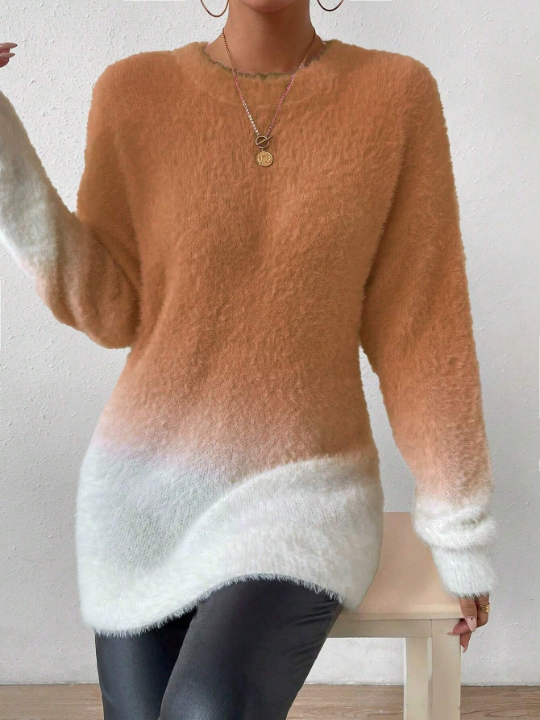 Essnce Women's Gradient Long Knit Sweater