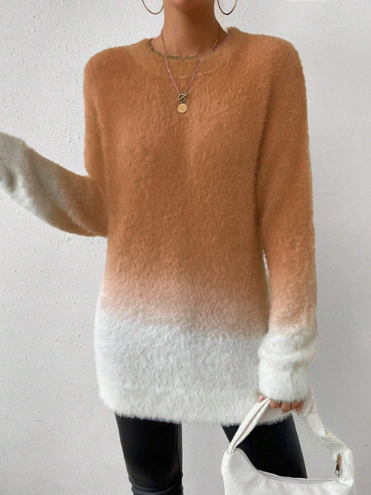 Essnce Women's Gradient Long Knit Sweater