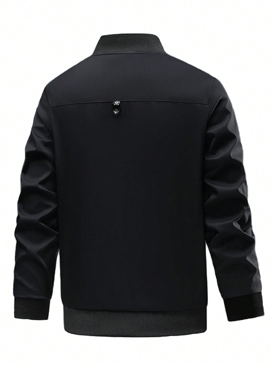 Men's Spring Zipper Front Long Sleeve Baseball Collar Jacket