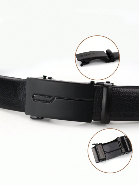 Fashionable Automatic Pu Business Men's Popular Classic Glossy Black Belt