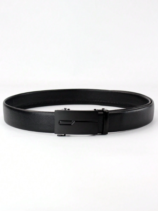 Fashionable Automatic Pu Business Men's Popular Classic Glossy Black Belt