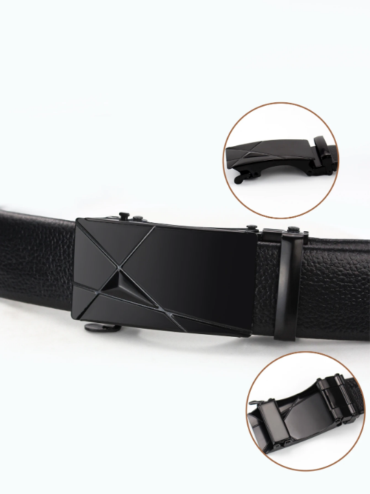 Fashionable Automatic Pu Leather Business Men's Popular Classic Shiny Black Belt