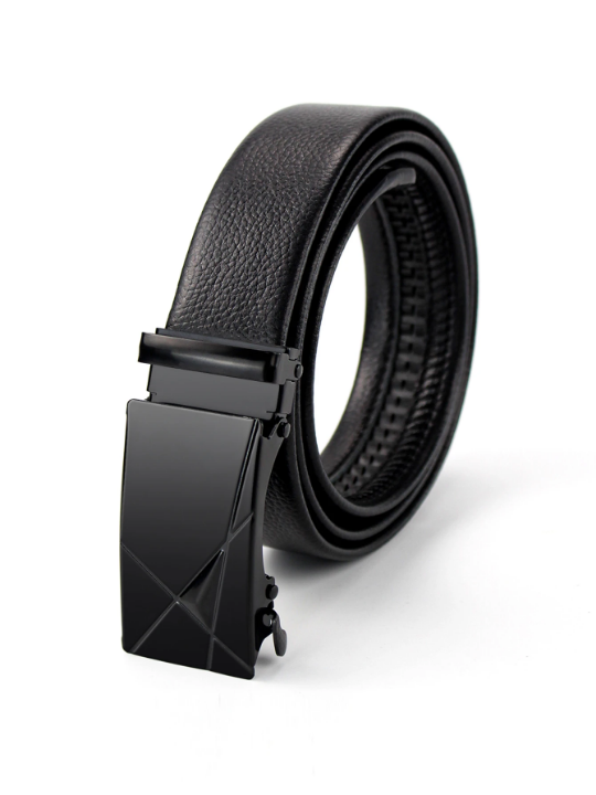Fashionable Automatic Pu Leather Business Men's Popular Classic Shiny Black Belt