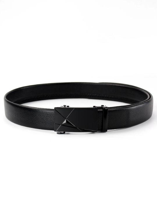 Fashionable Automatic Pu Leather Business Men's Popular Classic Shiny Black Belt