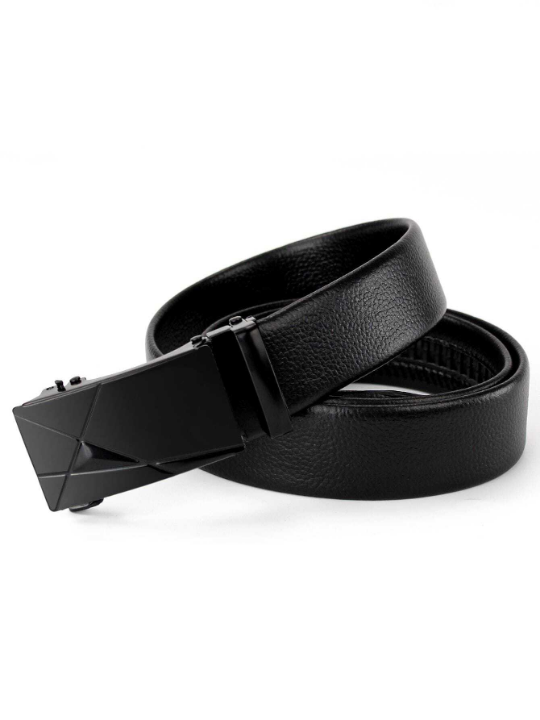 Fashionable Automatic Pu Leather Business Men's Popular Classic Shiny Black Belt