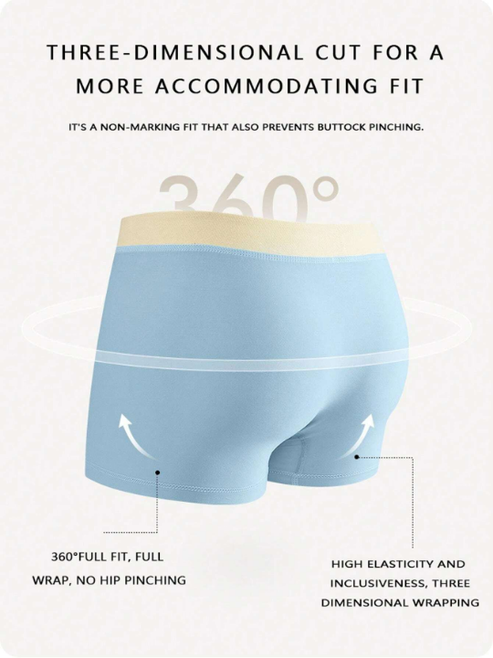 Men's 3pcs Contrast Color Soft Breathable Skin-Friendly Flat-Angle Underwear With Elastic Waistband