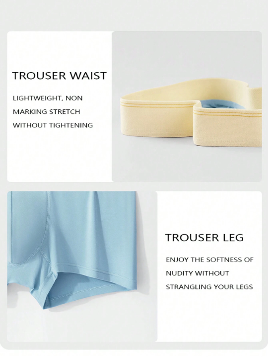 Men's 3pcs Contrast Color Soft Breathable Skin-Friendly Flat-Angle Underwear With Elastic Waistband