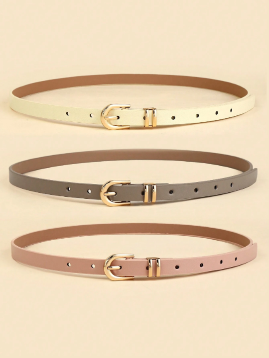 3pcs/Set Women's U-Shaped Belt Buckle Simple Fashionable Versatile Waistband With Decoration