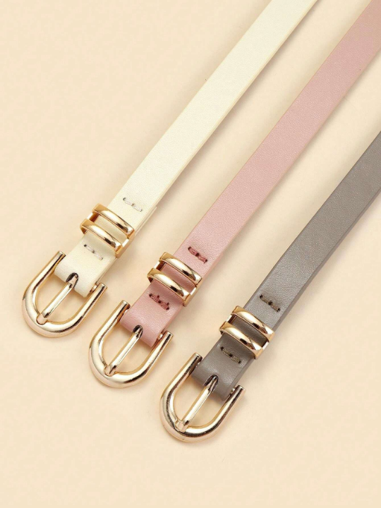 3pcs/Set Women's U-Shaped Belt Buckle Simple Fashionable Versatile Waistband With Decoration