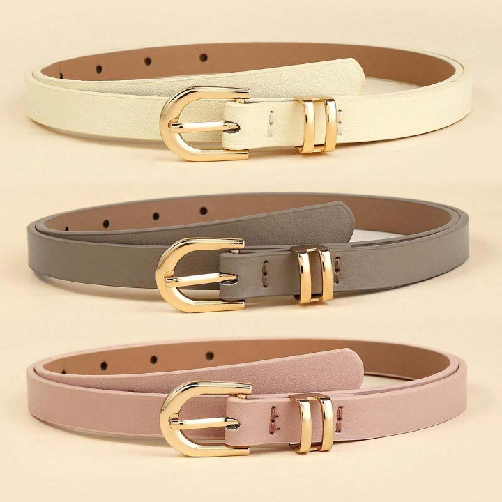 3pcs/Set Women's U-Shaped Belt Buckle Simple Fashionable Versatile Waistband With Decoration