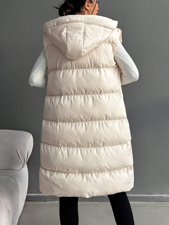 Zip Up Hooded Puffer Vest Coat