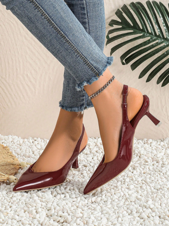 Trendy And Fashionable High Heels Women's Shoes Lady's Single Shoes With Hollow-Out Back