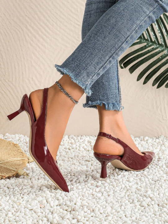 Trendy And Fashionable High Heels Women's Shoes Lady's Single Shoes With Hollow-Out Back