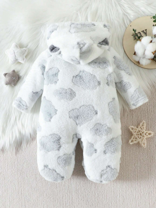 Baby Boy Hooded Printed Footed Romper Jumpsuit