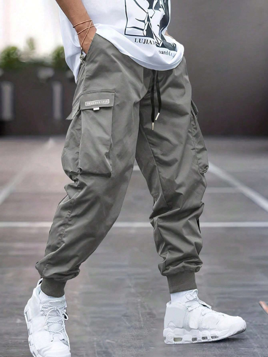 Men's Drawstring Waist Flip Pocket Cargo Pants